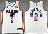 Men's Oklahoma City Thunder #2 Shai Gilgeous-Alexander White With NO.6 Patch Stitched Jersey,baseball caps,new era cap wholesale,wholesale hats